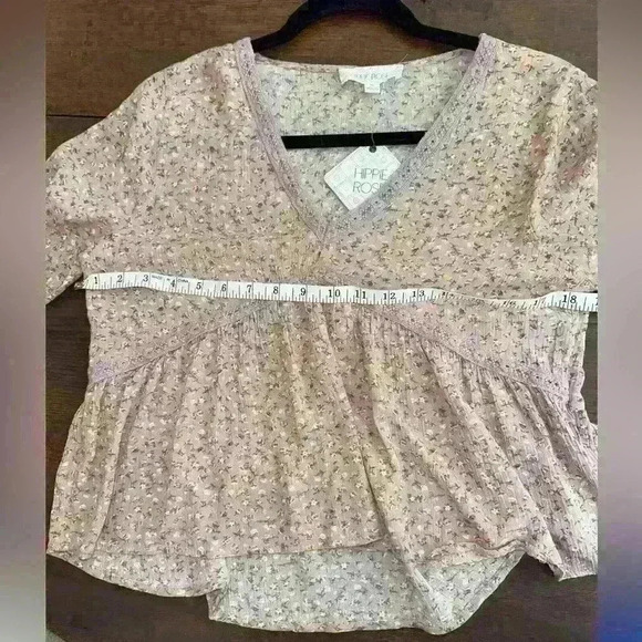 🔥 NWT Boutique Hippie Rose Boho Top Size M - Picture 4 of 5